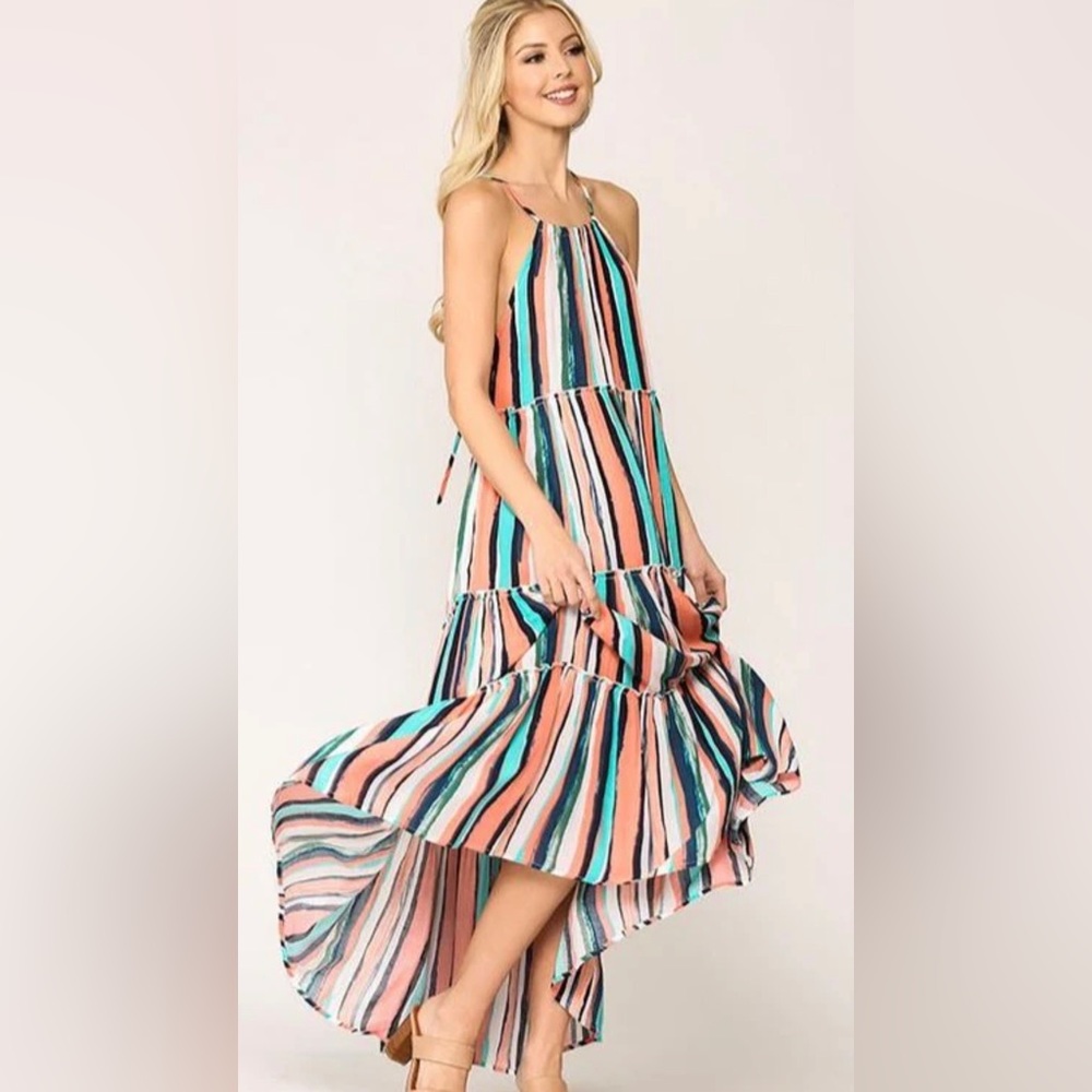 Flying Tomato - Maxi Halter Dress with Pastel Colors